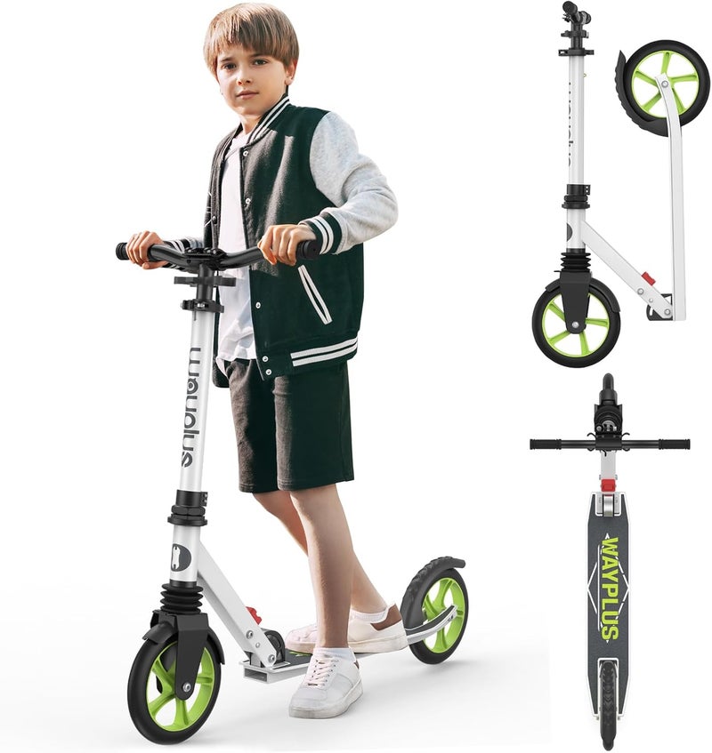 WAYPLUS Kick Scooter for Ages 6+,Kid, Teens & Adults. Max Load 240 LBS. Foldable, Lightweight, 8IN Big Wheels for Kids, Teen and Adults, 4 Adjustable Levels. Bearing ABEC9 - Image 1